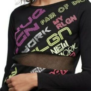 BNWT TRUE RELIGION MESH LS CROP TEE